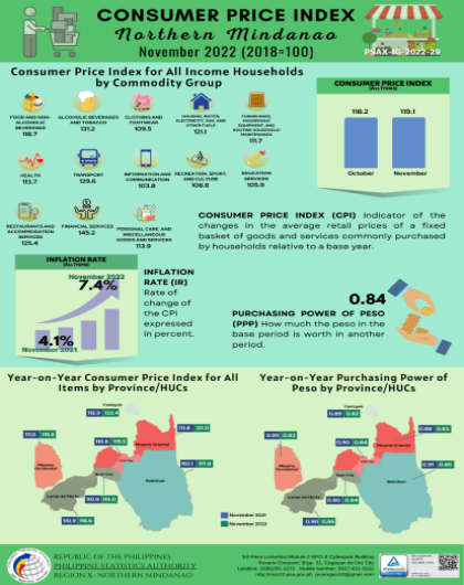 Consumer Price Index - Northern Mindanao: November 2022 (2018=100)