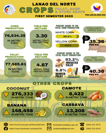Lanao del Norte Crops Palay, Corn & Other Crops First Semester 2023