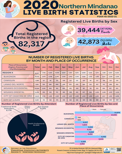 2020 Northern Mindanao Live Birth Statistics