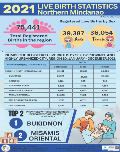2021 Live Births Statistics in Northern Mindanao
